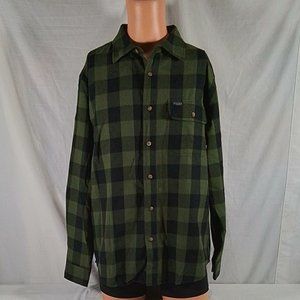 Men's Smith's Workwear Relaxed Fit Buffalo Plaid Flannel Olive & Black Sz:L- NWT